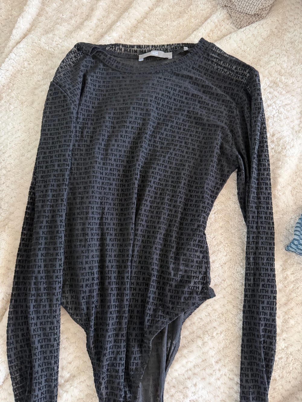 Kith Black All-Over Logo Long Sleeve Bodysuit
